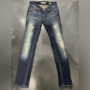 BKE Sabrina Dark Blue Distressed Skinny Jeans